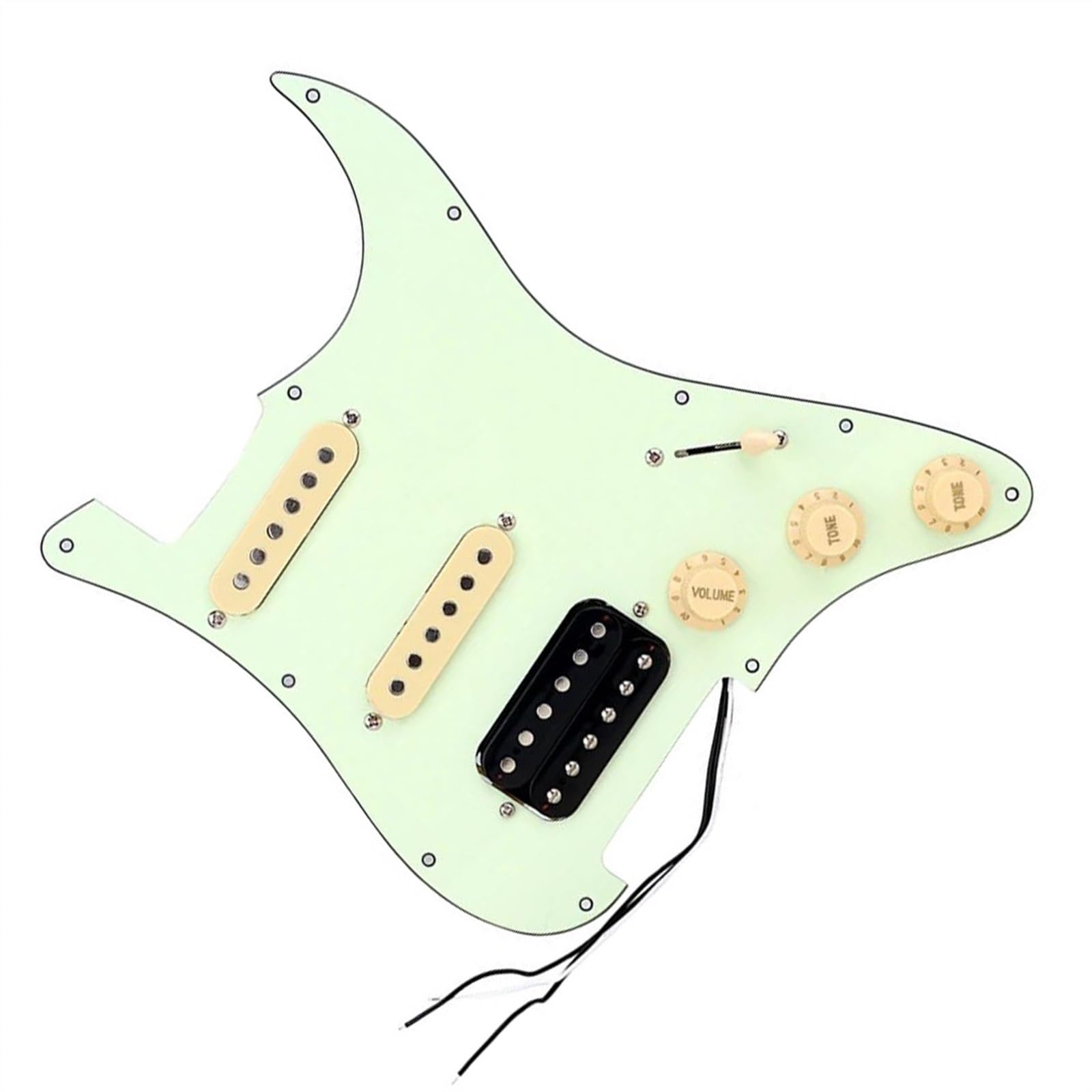 Standard-Pickguard-Tonabnehmer Grünes einzelnes SSH-geladenes vorverdrahtetes Schlagbrett-Humbucker-Tonabnehmer-Set für E-Gitarre