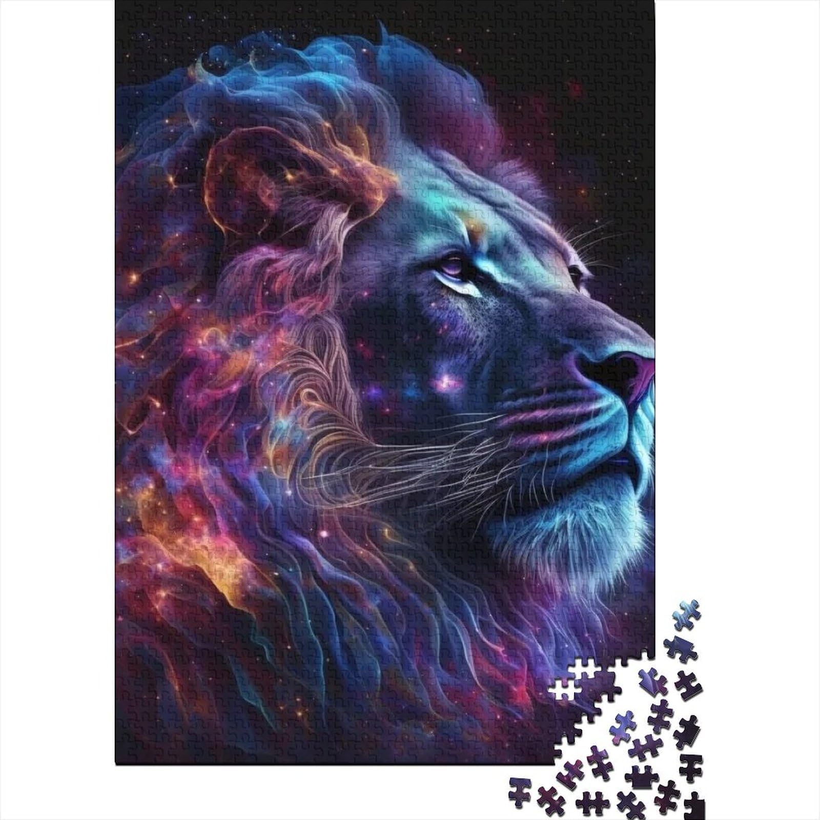 Kunstpuzzle für Erwachsene 1000 Teile Löwen Lustige Puzzles für Erwachsene 1000-teiliges Holzpuzzle für Erwachsene und Teenager 29,53 x 19,69 Zoll