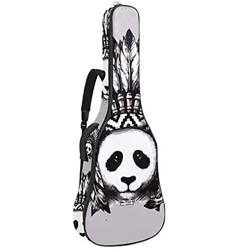 Gitarrentasche Schutz- und Transporttasche für akustische und klassische Gitarren wasserfest und gepolstert Netter Panda mit indischer Tätowierung 108.9x42.9x11.9 cm