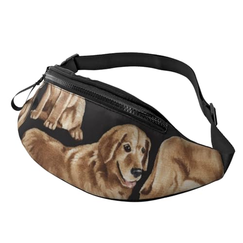 HSJFS Modische Hüfttasche mit niedlichem Schweinchen-Aufdruck, verstellbarer Gürtel, lässige Brusttasche, Golden Retrievers, Einheitsgröße