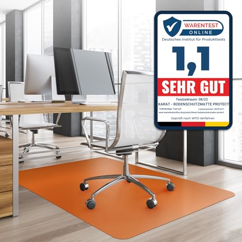 Office Marshal® Bodenschutzmatte in Trendfarben | 75 x 120 cm für Hartböden | ohne schädliche Weichmacher und PVC | Größe und viele Farben zur Auswahl (Orange, 114 x 200 cm)