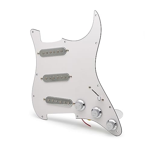 SSS Silver Pickup Schlagbrett Für ST E-Gitarre Schlagbrett Und Geladene Vorverdrahtete Schlagplattenbaugruppe (Color : White with Silver)