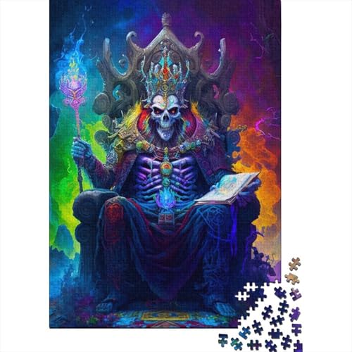 Totenkopfkönig Holzpuzzle für Erwachsene Puzzlespielzeug Erwachsenenpuzzle 1000 Teile Lernspiele Heimdekorationspuzzle 75x50cm