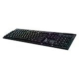 Logitech G915 LIGHTSPEED kabellose mechanische Gaming-Tastatur, Clicky GL-Tasten-Switch mit flachem Profil, UK QWERTY Layout - Carbon