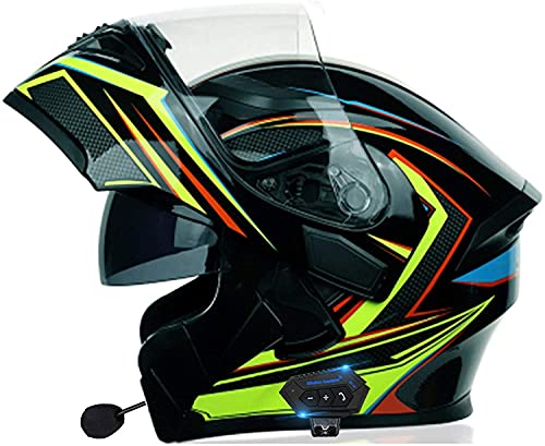 Bluetooth Motorradhelm Integralhelm Erwachsene,Klapphelm Motorradhelm ECE-Zertifiziert,Integrierter Motorradhelme Mit Doppelvisier,Für Frauen Männer Erwachsene Klapphelme (Color : C, Größe : XL)