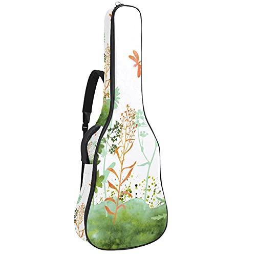 Gitarrentasche Gig Bag Gepolsterte Wasserdicht Gitarrenhülle für Akustikgitarre 40/41 / 42 zoll Hand gezeichnete Aquarellblumen 108.9x42.9x11.9 cm