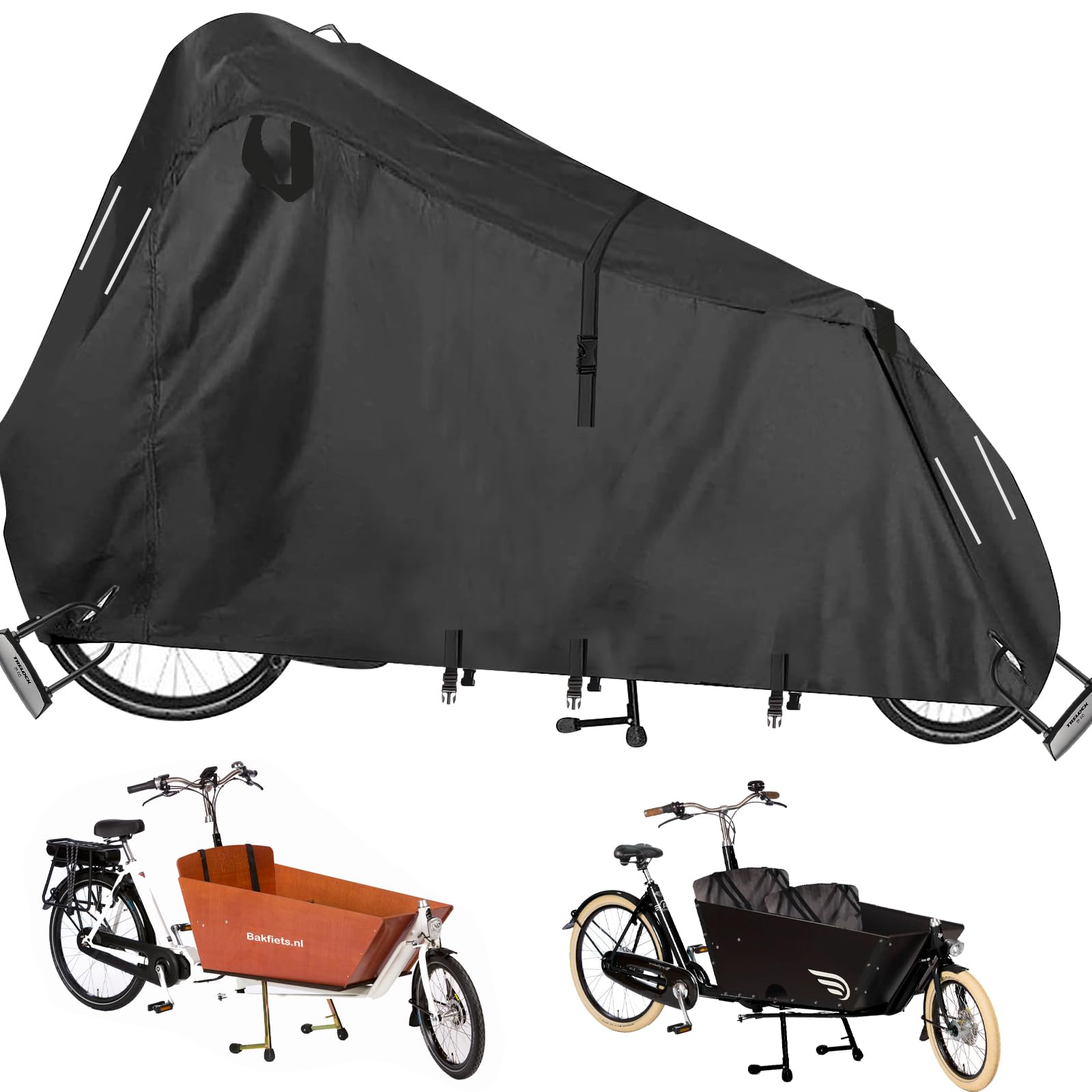 Lastenfahrrad Abdeckung,Cargo Bike Schutzhülle,Die Lastenfahrräder Lastenräder besteht aus 600D Oxford-Stoff,Winddichte, regensichere, UV-beständige und reißfeste,270×75×100 cm