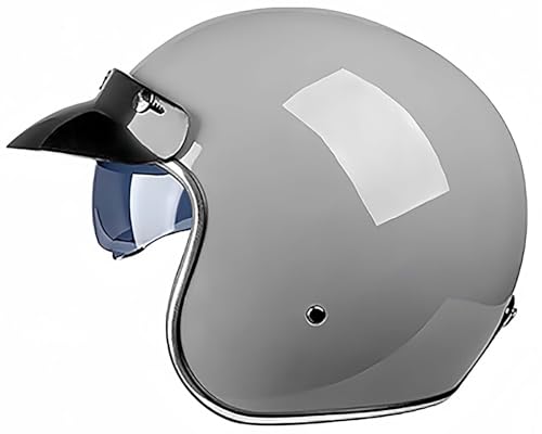 Retro-Halbhelm Mit Offenem Gesicht Und Visier, 3/4-Jethelm Leichter Motorradhelm Für Männer Und Frauen, ECE-Geprüfter Halbhelm Für Erwachsene G,XL59-60CM