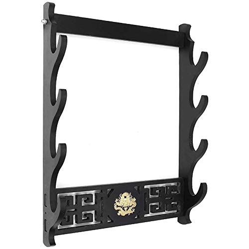 DUBTEDHOU Wandhalterung Schwert Rackck,Desktop Schwert Rack, Wandmontage mit klassischen Metallaufklebern Passend for japanische Samurai-Schwerter Katana Wakizashi mit 4 Ebenen