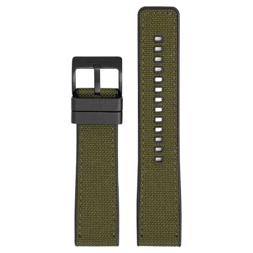 THBGTCNQ Uhrenarmband aus Canvas und Gummi, 20 mm, 22 mm, 24 mm, universelles Uhrenarmband mit Schnellverschluss, Herren-Nylonarmband for Smartwatches, Quarzuhren(Army green black,24mm)