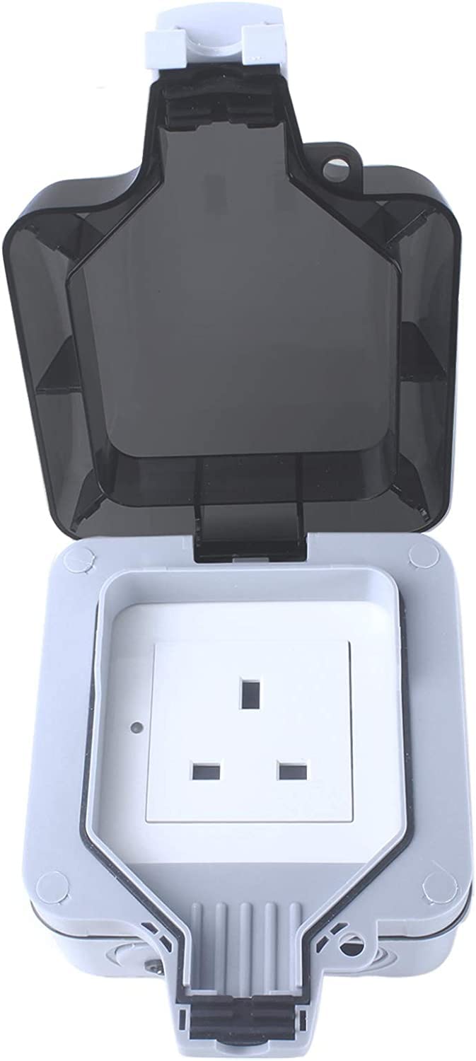 Woox Smart Plug Außensteckdose Fernbedienung Wetterfest IP66 WLAN Steckdose 13A Kompatibel mit Alexa, Echo, Google Assistant, Timer-Funktion, Kein Hub erforderlich Weiß