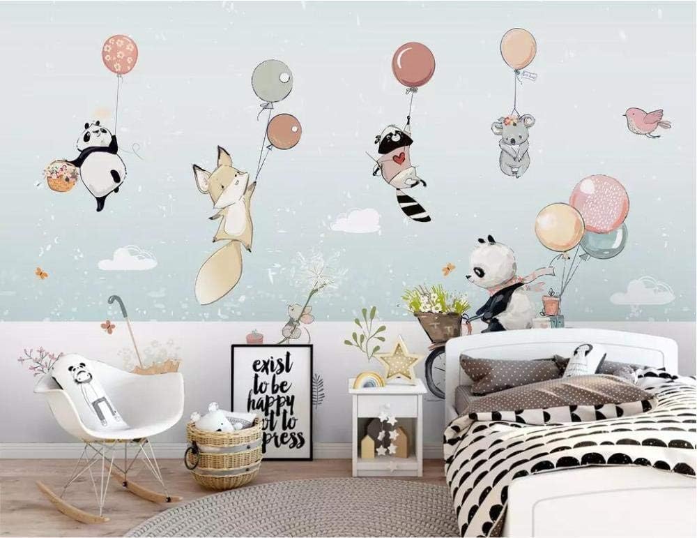 Niedlicher Cartoon Ballon Tier Panda 3D Tapete Poster Restaurant Schlafzimmer Wohnzimmer Sofa TV Dekorative Wand-250cm×170cm