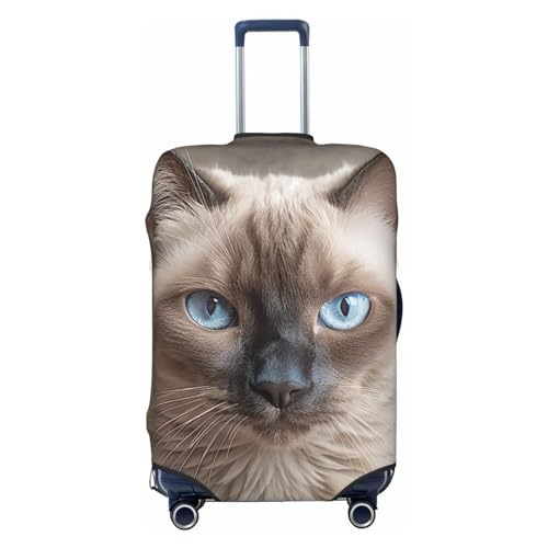 CSGJMYGS Reisegepäckabdeckung, elastisch, waschbar, modisch, kratzfest, schöne siamesische Katze, Koffer-Schutz, passend für 45,7 - 81,3 cm Gepäck, Schwarz , XL