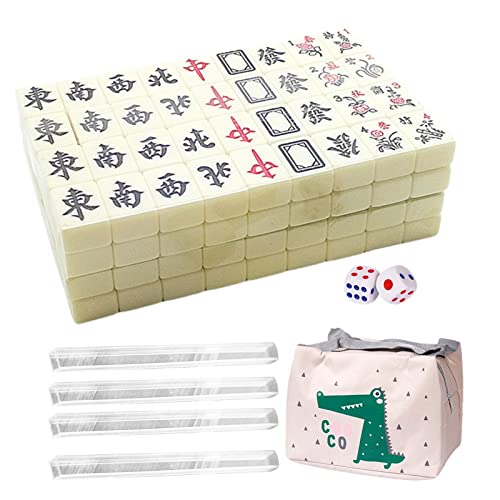 Klassisches Mahjong-Spiel – 1000 G Tragbares Chinesisches Mahjong-Spielstein-Set | Einfach Zu Spielendes Traditionelles Chinesisches Tischspiel | Reise-Mahjong-Set Für Brettspiele, Partyzubehör Und Fa