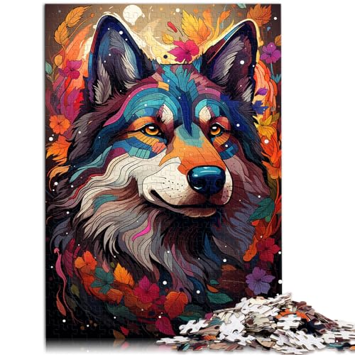 Puzzle für farbenfrohe, psychedelische Siberian Husky-Puzzles, 1000-teiliges Puzzle für Erwachsene, Holzpuzzle, gutes Geschenk für 1000 Teile (50 x 75 cm)