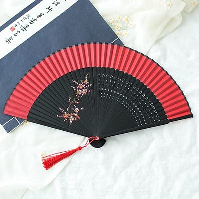 VSULZVNU Faltfächer Faltbarer Japanischer Japanischer Klassischer Blumen Faltbarer Kirschblüten Alte Handgemachte Seide Klassischer Ventilator Kompatibel mit Hanfu Fan (A4) (A4)