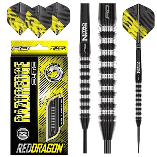 RED DRAGON Razor Edge Elite 22 Gramm Premium Tungsten Darts Set mit Flights und Stielen