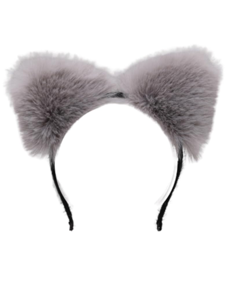 トクとユウ Fuchs Katzenohren Kopfbedeckung Tierohren Stirnband Haar Hoop Plüsch Haarband Party Cosplay Kostüm Zubehör (Grau)