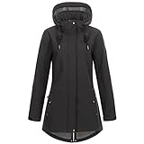 Seesternbrise Damen Women's Coat Short Coat With Hood Lined Jacket Transition Jacket #Anker Glutbree Softshelljacke, Schwarz, 42 EU