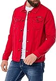 Cipo & Baxx Herren Jeans Jacke Übergangsjacke Baumwolle mit Taschen CJ289 Rot L