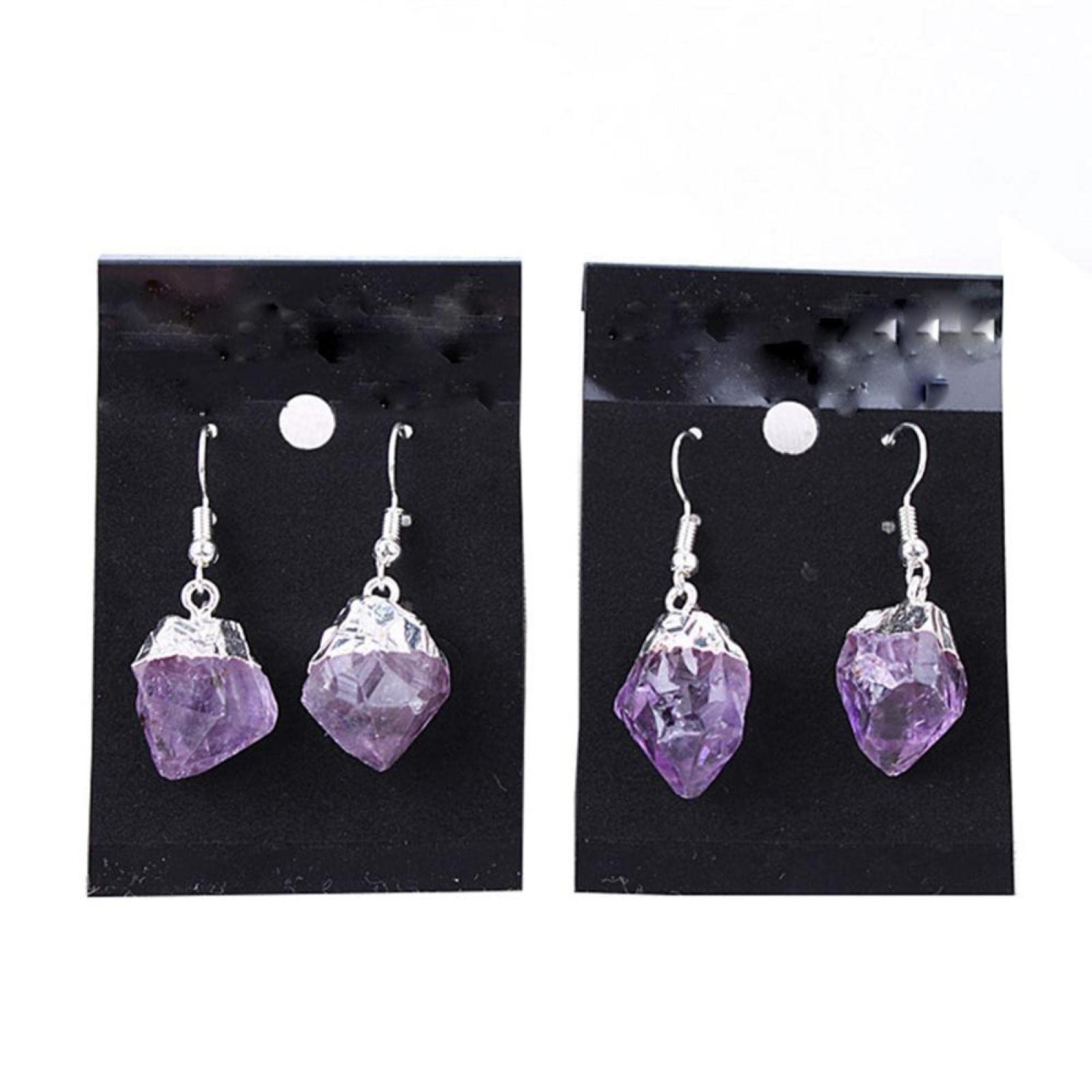 Genuine Purple Quartz Earrings Silvertone Plating Frenc Wire Style With Irregular Purple Stone