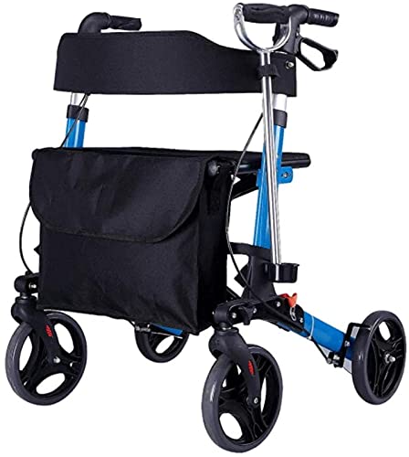 Rollator Lauflernhilfe für ältere Menschen mit Korb, Rollator mit 4 Rädern, Gehhilfe, klappbares Gehgestell, Sitz, ergonomische Bremsen und gepolsterter Rücken Sehnsucht nach Vorwärtslauf