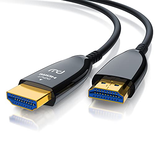 CSL - HDMI Kabel 2.1 Glasfaser - 8K 120Hz – 4k 240Hz - 25m – HDR10+ - 3D eARC CEC – HDCP 2.3 - Optisches Kabel Ultra High Speed - vergoldete Kontakte – Glasfaserkabel Aluminiumstecker – Knickschutz