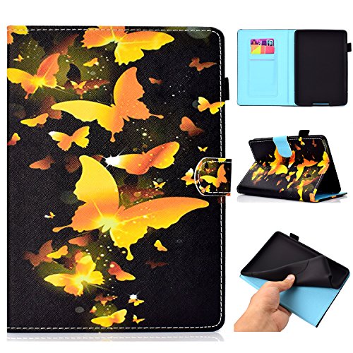 Jian Ying Kindle Paperwhite E-Reader Case Auto Wake/Sleep Smart Schutzhülle Displayschutzfolie Passend für Alle 2012, 2013, 2015 und 2016 Versionen Robust Malerei Serie Gold Butterflies