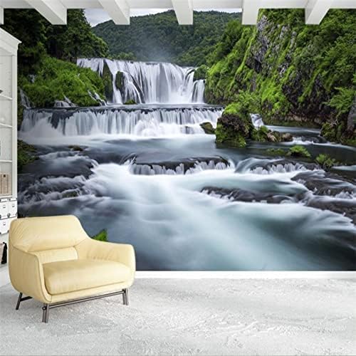 XLMING Schöner Blick Auf Den Wasserfall Im Wald Küche Esszimmer Arbeitszimmer Wohnzimmer TV Hintergrund Wand 3D Tapete-350cm×256cm