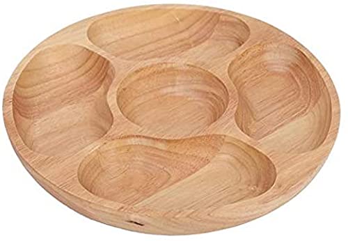 Runde Platte aus Holz, Teller mit geteilten Speisen, Dessert, Snack, Untergitter, Geschirr, Tablett for Vorspeise, Snack, Salat, Trockenobstteller, Süßigkeiten, 25 cm (Size : 30cm)