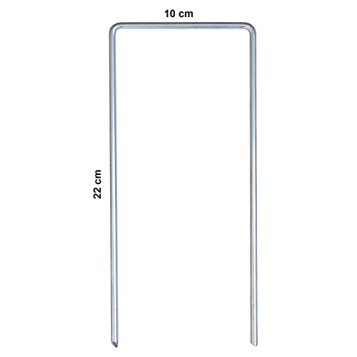 Tenax U-förmige Metallnägel aus Stahl, Länge 22 cm, Breite 10 cm, Box mit 200 Stück, ideal zur Befestigung am Boden des Netzes