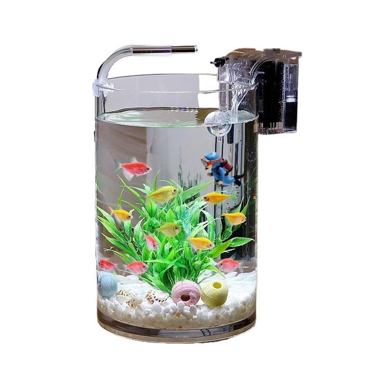 Aquarium Glas Fisch Aquarium Wohnzimmer Büro Desktop Kleine Zylindrische Transparent Goldfisch Fisch Aquarium Aquarium-Kit(30x25cm)