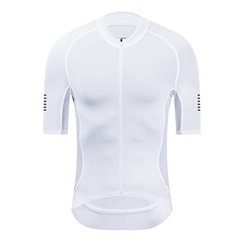 PRIOKNIKO Radsport-Anzüge Für Herren Weißes Kurzarm-Pro-Team-Race-Cut-Leichtgewicht Für Den Sommer-Radtrikot, Weiß, XL