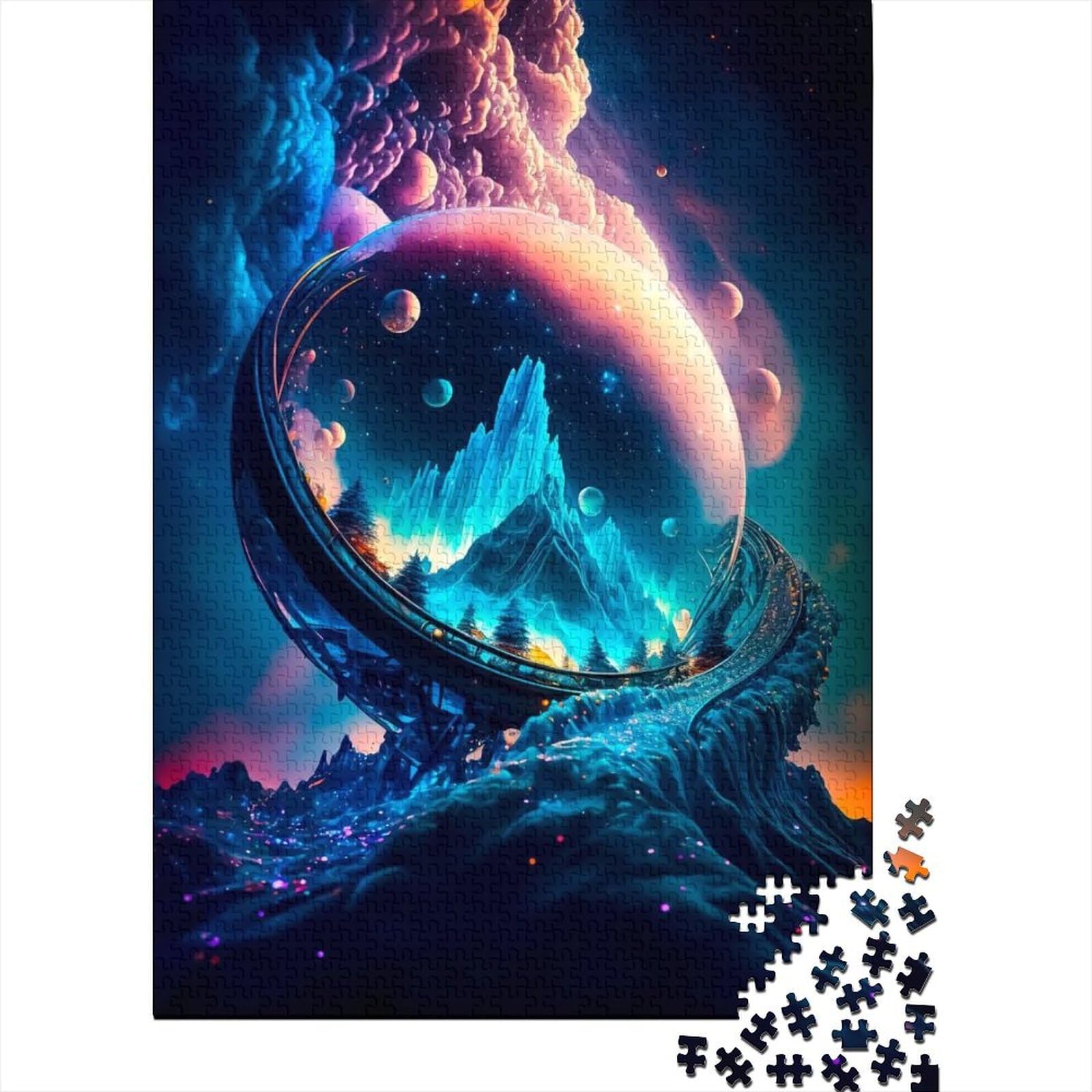 Schwierige, anspruchsvolle Puzzles, 1000-teiliges Bubble-Holzpuzzle für Erwachsene, Puzzlespielzeug, Geschenk für die ganze Familie (Größe: 75 x 50 cm)