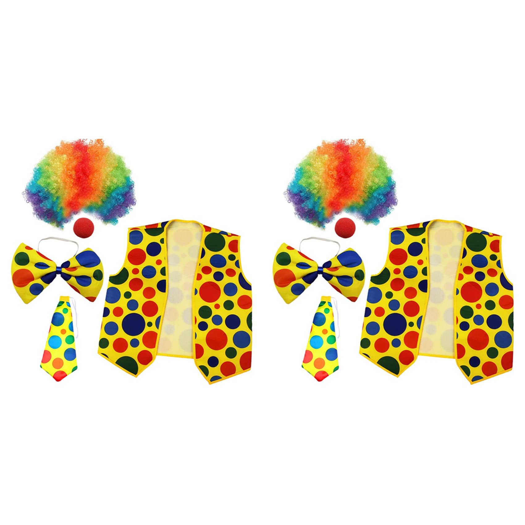 Yangyou 10Er-Pack Clown-Kostüm-Set, Clown-Perücke, Nasenweste für Cheer, Halloween, Cosplay, Partys, Karneval, Verkleidung