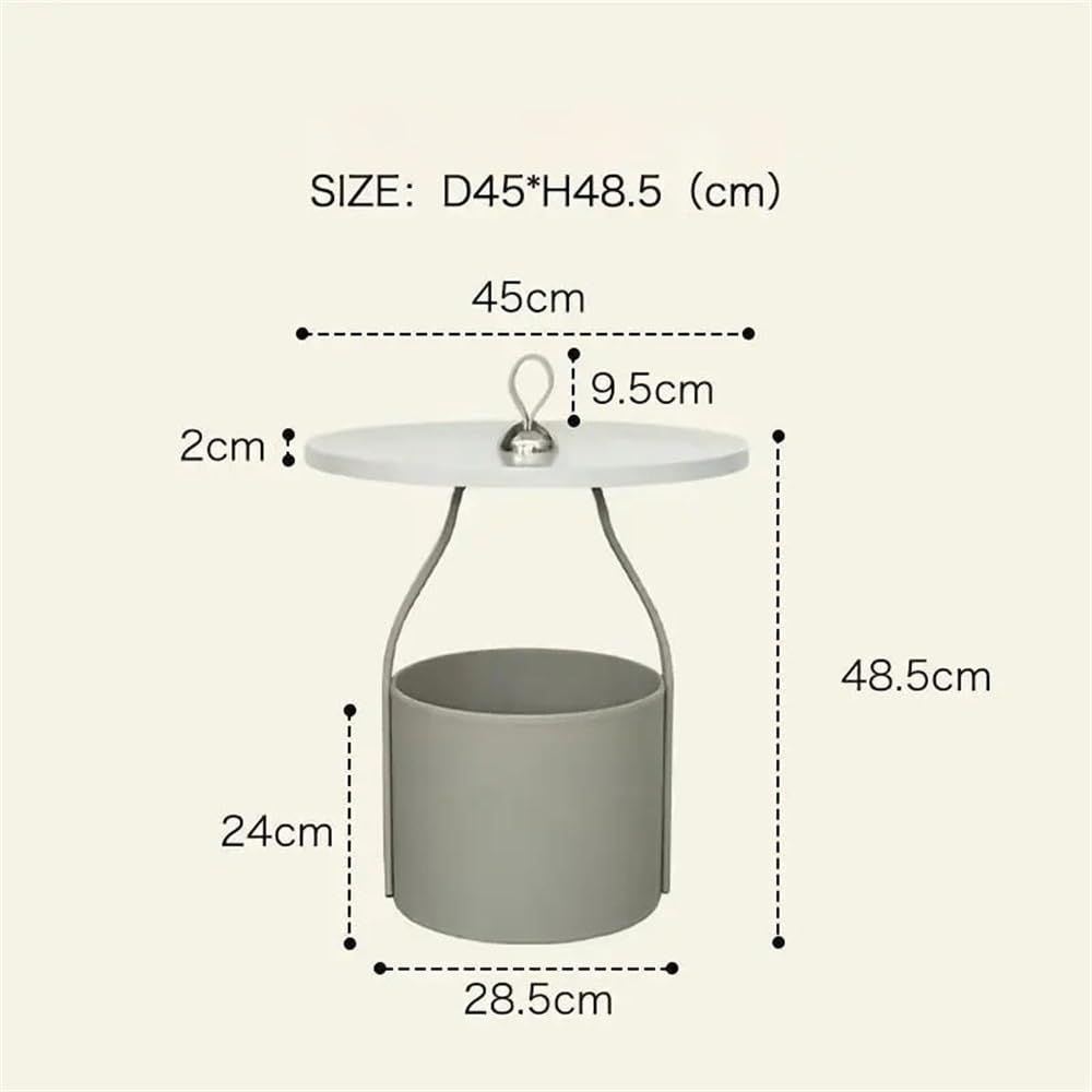 FUHAI-666 Beistelltisch Tragbarer Beistelltisch, Kleiner Couchtisch for das Wohnzimmer, Sofa-Ecktisch, kompakter Nachttisch for kleine Räume Kaffeetisch Kleiner Sofatisch(Grigio)