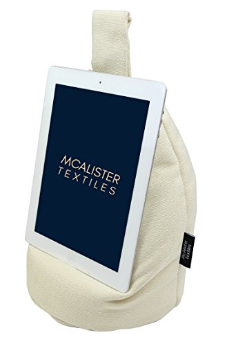 McAlister Textiles Savannah | Mini Bean Bag | praktisches Bücherkissen in sahnigem Beige | Ständer für Buch, Tablet, Handy, eBook Reader