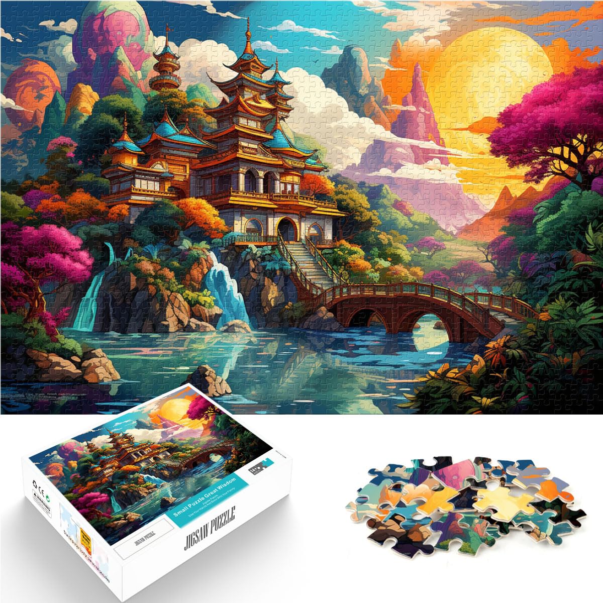 Puzzles für Fantasie, buntes Haus, Puzzles 1000 Teile, Puzzle für Erwachsene, Holzpuzzle, Künstlersammlung, bildende Kunst, 1000 Teile (50 x 75 cm)