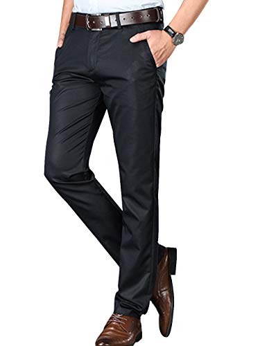 SOMTHRON Herren Regular Fit Anzughose Einfach Business Hose Schwarz/Aprikose/Dunkel Blau XS-7XL(BL2,7XL)