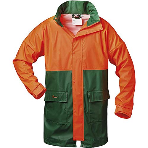 PU-Stretch Forst- Regenjacke PAPPEL grün/orange Gr. M