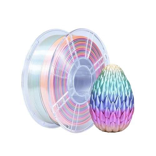 iBOSS Mehrfarbiges PLA+ Filament 1,75 mm, PLA Plus Seide Regenbogen 3D-Drucker Filament 1 kg (2,2 lbs), Farbwechsel PLA 3D-Druck-Filament, Süßigkeiten Regenbogen