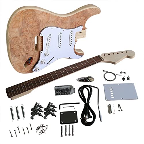 Gitarrenkorpus unfertig Elektrische Gitarrenmaterialien Ahorn Massivholz Leder Basswood Body Hard Ahornhals Electric Guitar Material Kombination