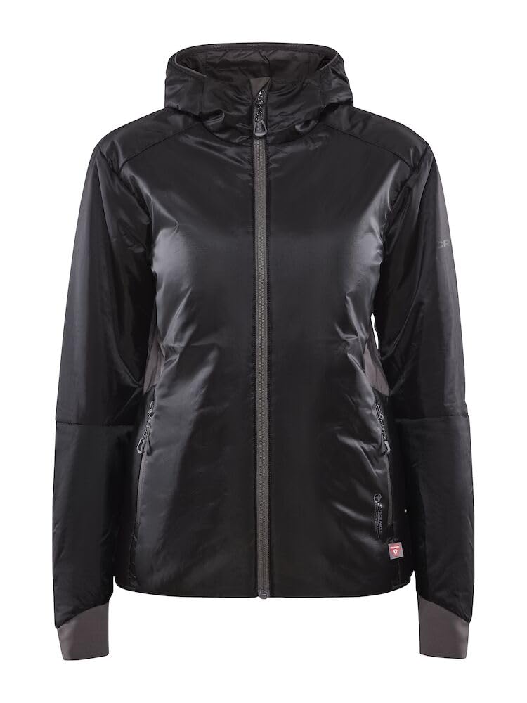 Craft ADV EXPLORE LIGHTWEIGHT | Leichte Jacke Damen M | Black | Packbare Outdoorjacke Damen | PrimaLoft-Isolierung | 2 Reißverschlusstaschen | Kapuze | Stretcheinsätze | Wanderjacke Damen