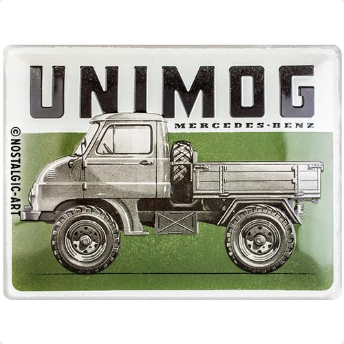 Nostalgic-Art Retro Blechschild, Daimler Truck - Unimog – Geschenk-Idee für Auto-Fans, aus Metall, Vintage-Design zur Dekoration, 30 x 40 cm