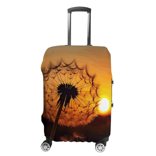 CSGJMYGS Reisegepäckabdeckung, elastisch, waschbar, modisch, kratzfest, Sonnenuntergang, Löwenzahn-Koffer-Schutz, passend für 45,7 - 81,3 cm Gepäck, Sunset Pusteblume, L