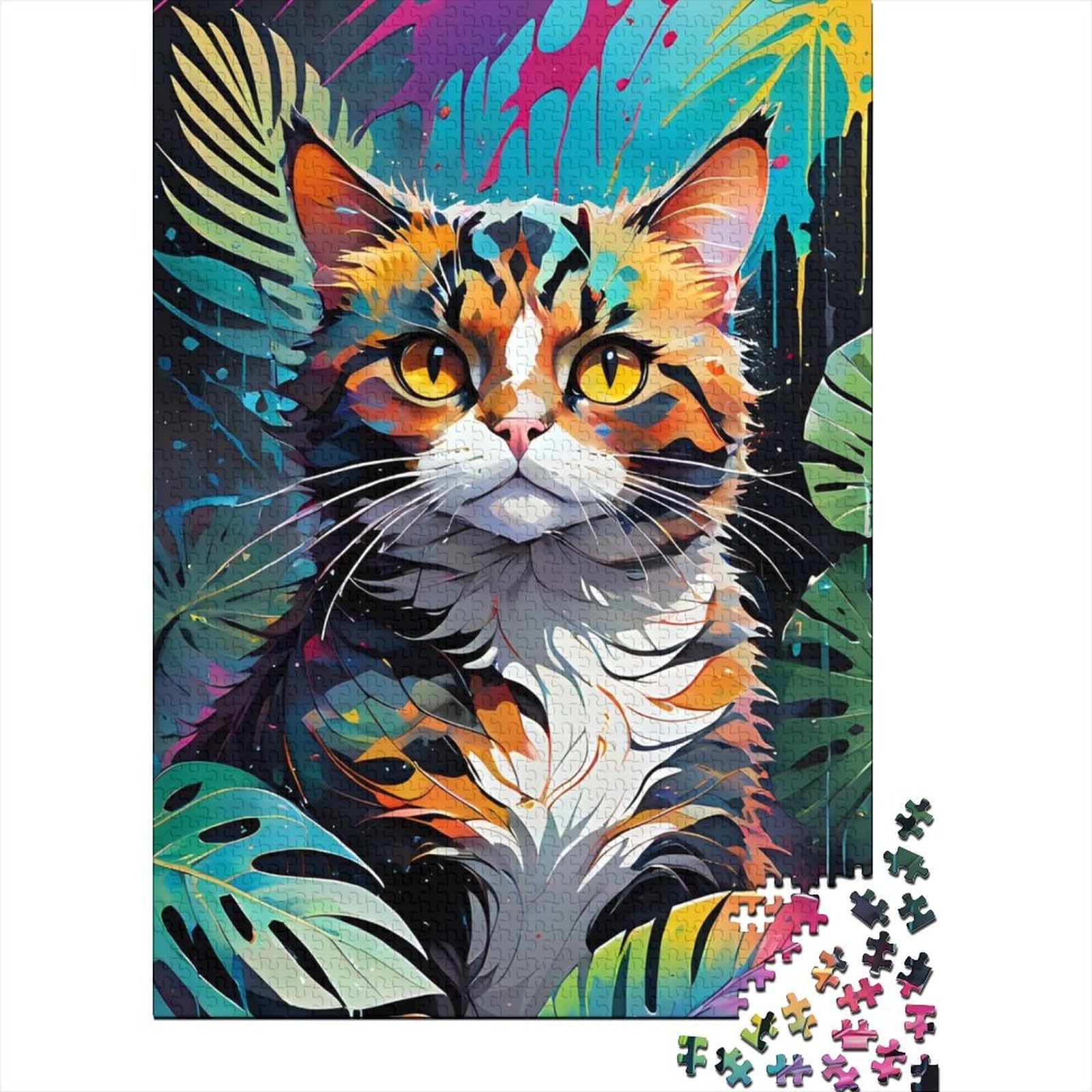 1000-teiliges Puzzle für Erwachsene, Traumkatze für Erwachsene, schwieriges Puzzle, ganze Familie und 75 x 50 cm