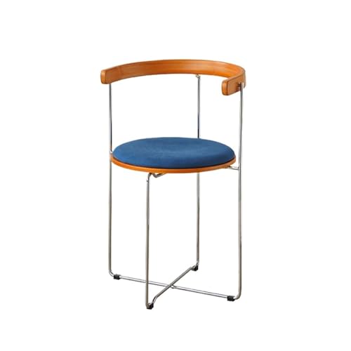 FUHAI-666 Esszimmerstuhl Klappstuhl Haushalt Holz Esszimmerstuhl Einfacher moderner Restaurant Freizeitstuhl mit Rückenlehne Schlafzimmer Make-up Stuhl Kaffeestuhl(Orange Blue)