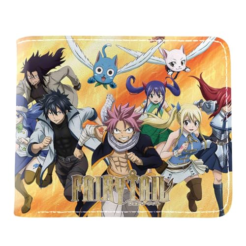 RYNDEX FAI-ry TA-il Geldbörse Anime Mittelgroß, Cartoon-Druck Kleiner Geldbeutel, PU Leder Geldbörse Kreditkartenhalter(Color:Multicolor 3)