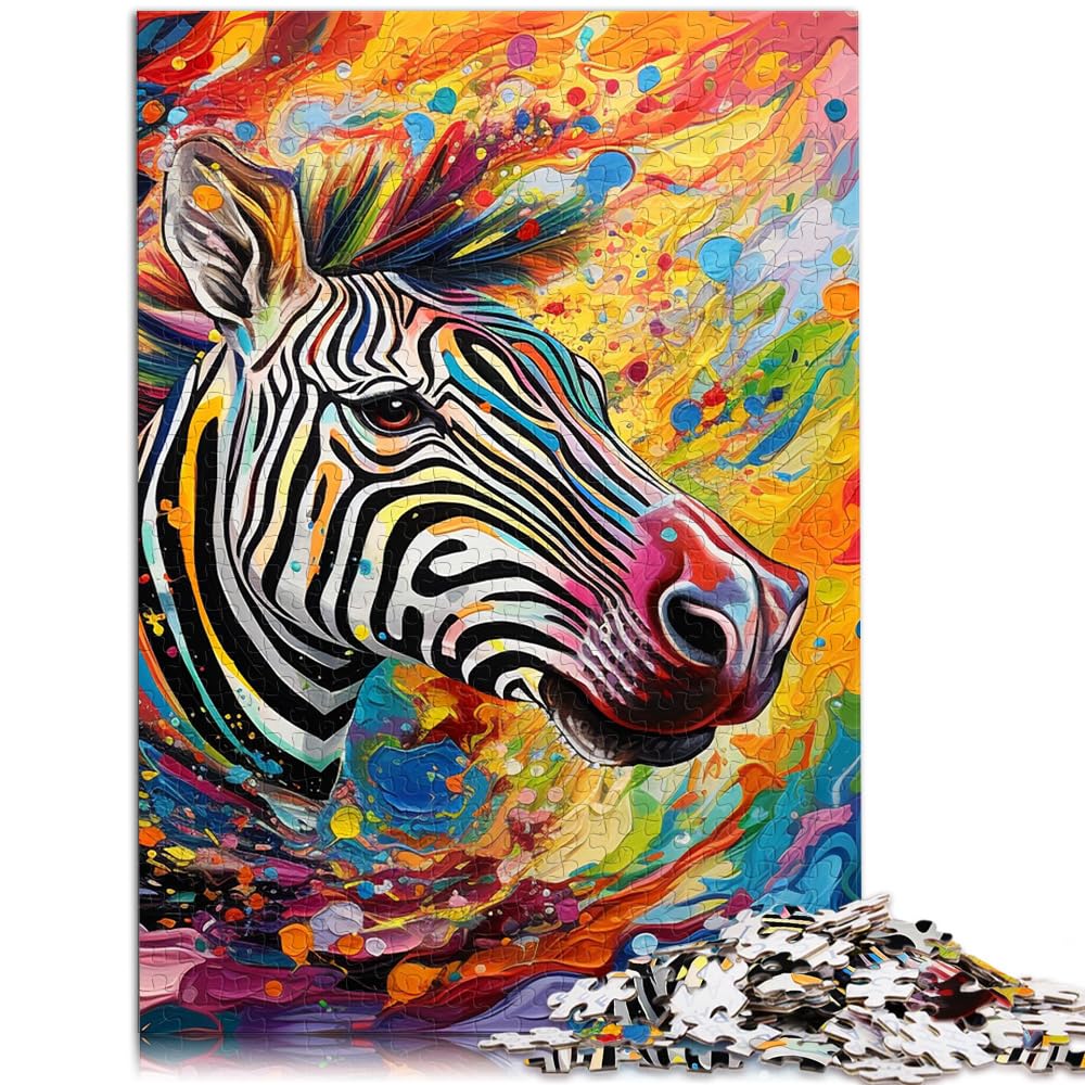 Puzzles Bunte Zebras 1000-teiliges Holzpuzzle für Erwachsene, Familienspiel zum Stressabbau, schwieriges Herausforderungspuzzle 1000 Teile (50 x 75 cm)