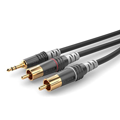 SommerCable Basic 10m Audio- Y- Adapterkabel 3,5mm TRS Miniklinke 3-pol auf 2x Cinchstecker (L+R) mit Hicon Connectors - HBA-3SC2-1000